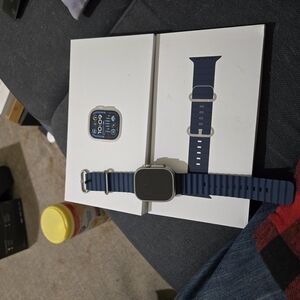 Apple Blue Smartwatch with Square Face and Woven Band